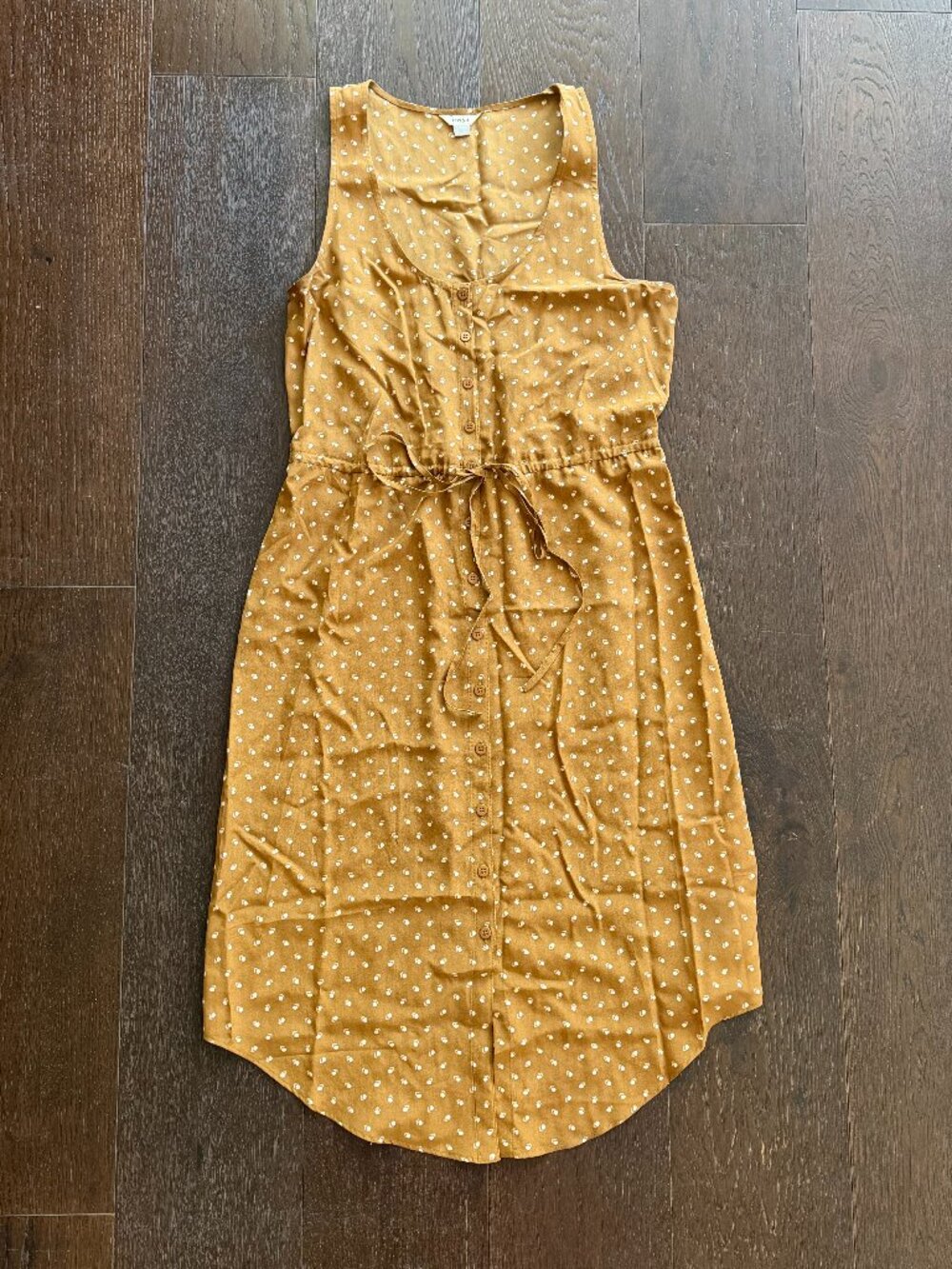 Fossil Mustard Polka Dot Button-Front Midi Dress